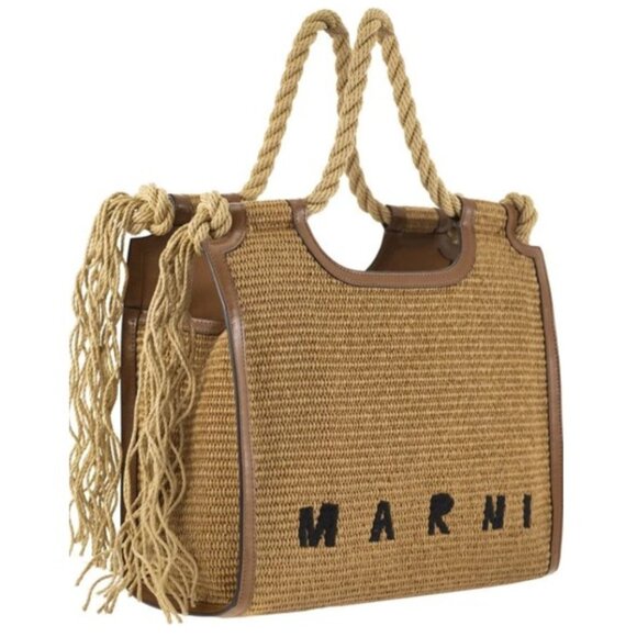 MARNI MARCEL RAFFIA NORTH SOUTH ROPE TOTE BAG PRELOVED - Picture 2 of 16